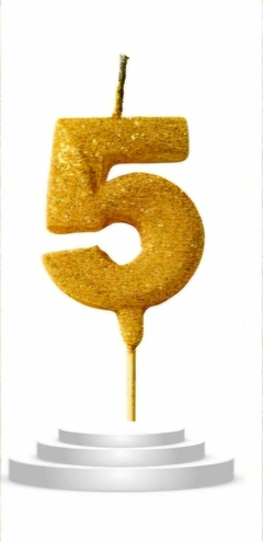 Velas bisel gibreada dorada (N°0-9)
