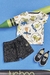 CONJUNTO CAMISETA DINOSSAURO E BERMUDA PRETA LUC BOO na internet
