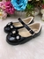 Sapatinho Preto Verniz Flor Pérolas e Strass