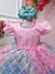Vestido Infantil Sereia Ariel Rosa Saia Colorida Escamas