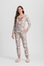 Pijama Manga Longa Feminino Ocre Estampa De Urso Polar - comprar online