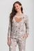 Pijama Manga Longa Feminino Ocre Estampa De Urso Polar