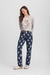 Pijama Manga Longa Adulto Feminino Mescla Creme Com Estampa Capivaras - comprar online