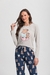 Pijama Manga Longa Adulto Feminino Mescla Creme Com Estampa Capivaras