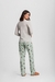 Pijama Manga Longa Feminino Mescla E Verde Estampa De Cachorros - Aline Moraes Lingerie