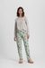 Pijama Manga Longa Feminino Mescla E Verde Estampa De Cachorros - comprar online