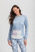 Pijama Manga Longa Feminino Azul Com Estampa De Gatos
