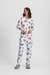 Pijama Manga Longa E Calça Adulto Feminino Estampa Corações Azuis - comprar online
