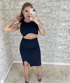 CONJUNTO CANELADO COM POLIAMIDA SEM BOJO - HS MODAS