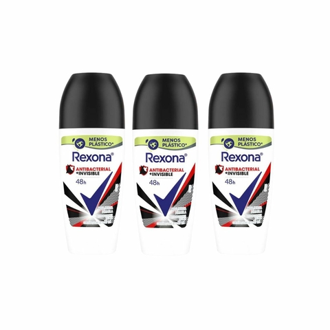 Desodorante Roll-on Rexona 50ml Fem Antibac Invisivel-Kit C/3un