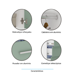 Guarda Roupa Dormitório Modulado Alpes 3 Portas 4 Gavetas - Módulo Roupeiro Alpes - Luciane - loja online