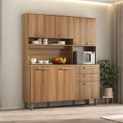Cozinha Compacta 7 Portas 2 Gavetas Armário com Nicho para Micro-ondas - Luciane 353