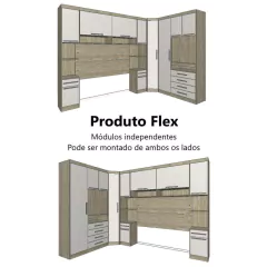Guarda Roupa Dormitório Modulado Master Casal Queen 1,58 m Canto c/ Painel Giratório p/ TV - Luciane M14 - comprar online