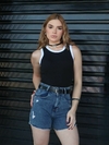 short com cinto lavagem marmorizado