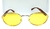 Óculos Cápsula Oval Dourado Lente Amarela