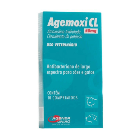 Agemoxi CL Antibiótico Agener União 10 Comprimidos - 50 mg