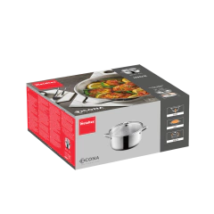 Cacerola acero INOX de capacidad de 8.5 litros con tapa de vidrio ICONA - tienda en línea