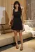 Vestido Curto Decote Quadrado com Cinto Faixa Alfaiataria