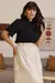 Camisa Feminina Cropped Manga Curta Viscose Sarjada