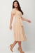 Vestido Midi Manga Bufante com Cinto Faixa Crepe Duna