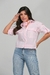 Camisa Feminina Cropped Manga 3/4 Flor Tricoline - comprar online