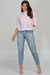 Camisa Feminina Cropped Manga 3/4 Flor Tricoline - loja online