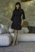 Vestido Curto Manga Longa Punho Franzido Crepe Unique