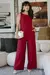 Macacão Feminino Decote Canoa Wide Leg Alfaiataria