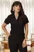 Blusa Feminina Cropped Manga Curta com Martingale e Gola Blazer Alfaiataria