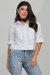Camisa Feminina Cropped Manga 3/4 Borboleta Tricoline