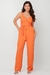 Macacão Feminino com Cinto Faixa Viscose Sarjada