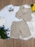 Conjunto Social Short Camisa Colete Gravata Suspensório Bege (3340BB) - loja online
