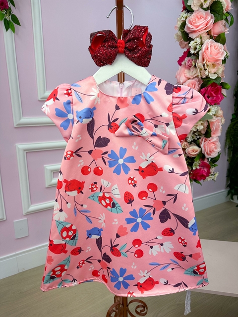 Trapezio Miss Sweet Rosa Lacinho Jardim (VESTMSSWTRSALCNHJRD)