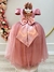 Vestido Infantil Longo Rose Com Strass e Pérolas Daminhas (2257RR)