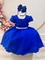 Vestido Infantil Azul Royal Com Busto Nervura Pérolas Daminha (1089AR) - comprar online