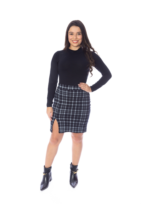 Blusa Gola Alta Manga Longa Feminino Preto