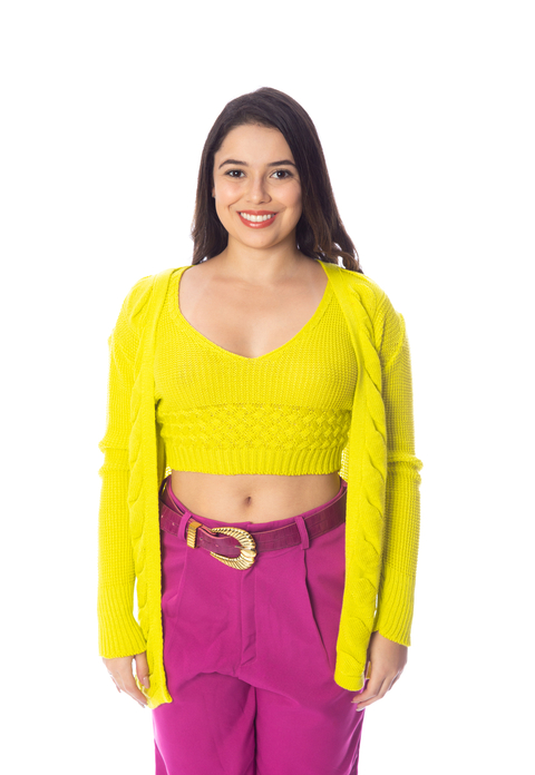 Twin Set Tricô Alongado Feminino Verde Lima