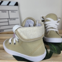 Tênis Cano Alto Bege com Glitter Feminino na internet