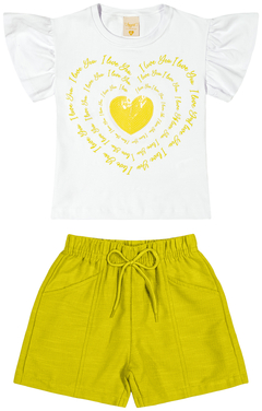 Conjunto Heart Verde Lima Cotton Light e Short Aruba - comprar online