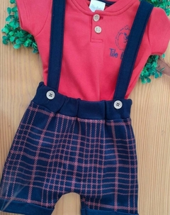 Conjunto Body com Short Suspensório Baby Vermelho e Marinho na internet