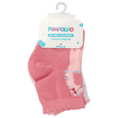 Kit 3 Meias Coloridas 00-15 Infantil Feminina Pimpolho - loja online