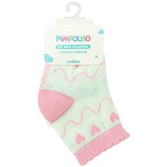 Kit 3 Meias Coloridas 00-15 Infantil Feminina Pimpolho na internet