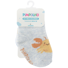 Kit 3 Meias Coloridas 00-15 Infantil Masculina Pimpolho