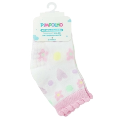Kit 3 Meias Coloridas 16-20 Infantil Feminina Pimpolho