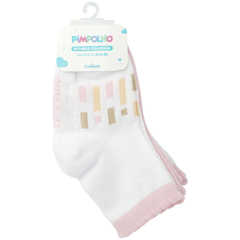 Kit 3 Meias Coloridas 21-25 Infantil Feminina Pimpolho na internet