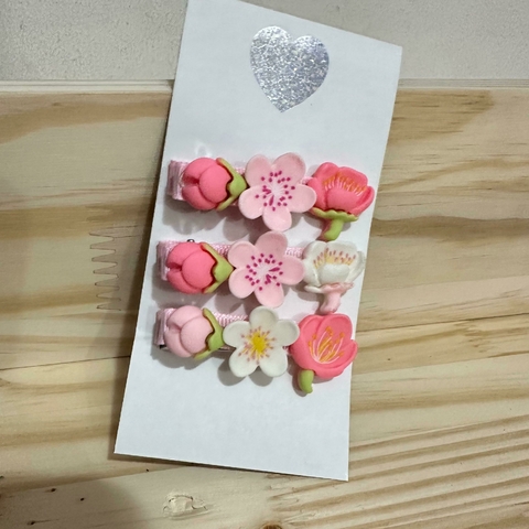 Trio de Presilhas Flores