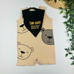 Macacão Urso com Babador - comprar online