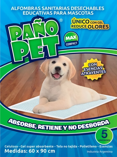 PAÑO SANITARIO GRANDE PACK X 5 UNIDADES - PAÑO PET MAX COMPACT