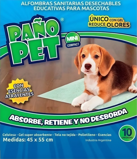 PAÑO SANITARIO CHICO PACK X 10 UNIDADES - PAÑO PET MINI COMPACT