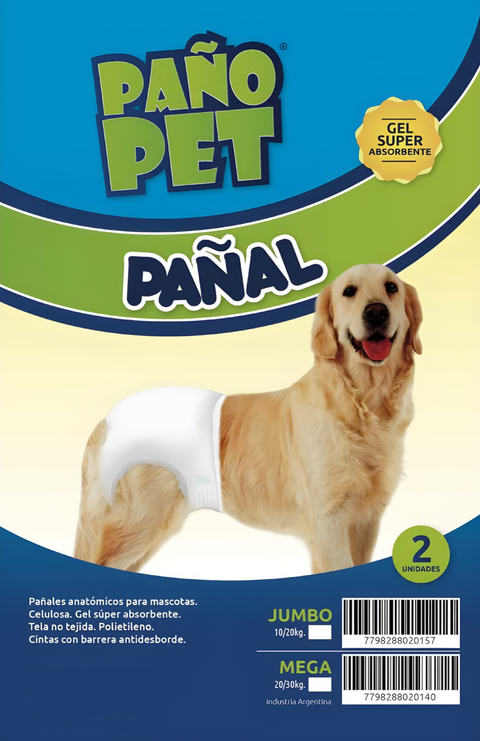 PAÑAL ANATOMICO MAX PAÑO PET - PACK X 2 UNIDADES